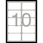 Etiket 10,5 x 5,7 cm, hvid. Æske med 100 ark a 10 stk